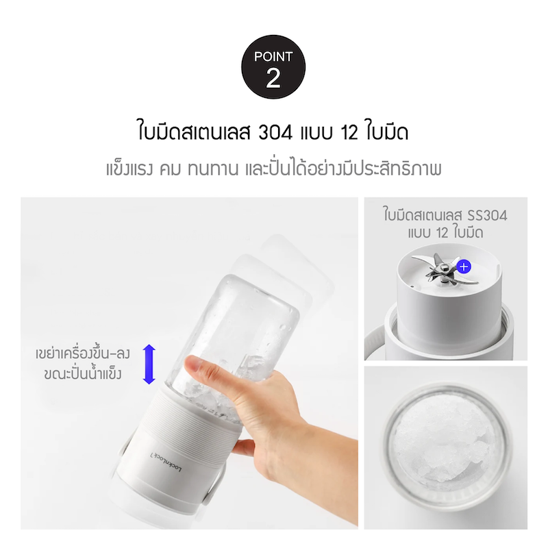 LocknLock เครื่องปั่นน้ำผลไม้แบบพกพา Vacum Portable Blender ความจุ 430 ml. รุ่น EJJ346IVY