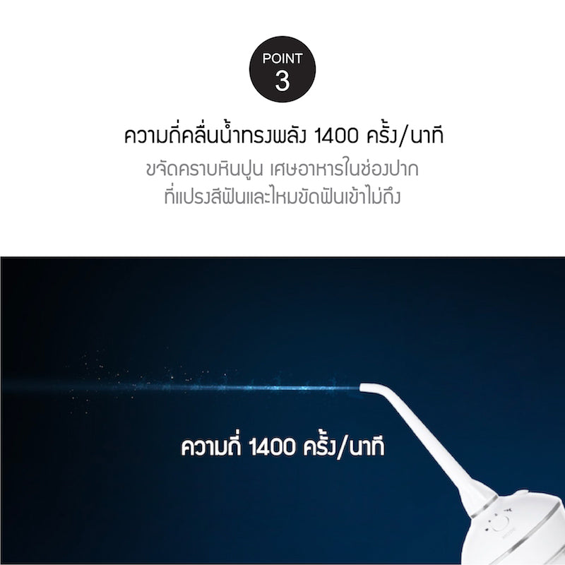 LocknLock เครื่องฉีดทำความสะอาดฟันไร้สาย Jumbo Cordless Oral Irrigator - ENR126WHT