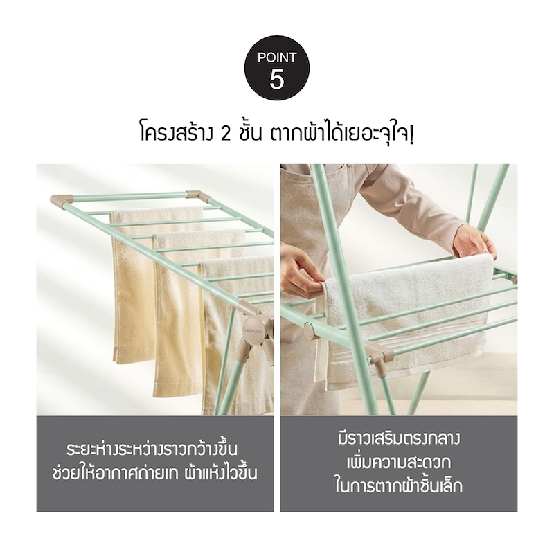 LocknLock ราวตากผ้าแบบพับ New Strong Drying Rack รุ่น ETM554