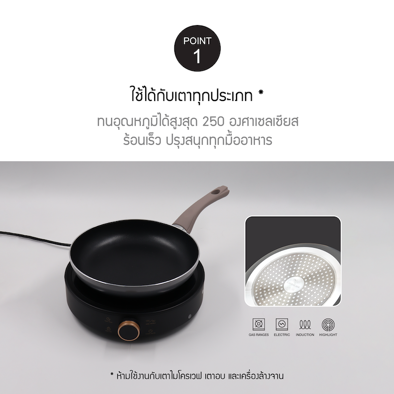 LocknLock กระทะก้นแบนเคลือบอะลูมิเนียม Grano IH Cookware ขนาด 30 cm. รุ่น CAF3072IH