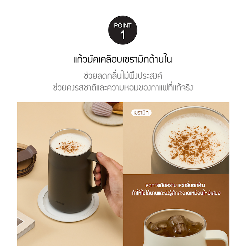 LocknLock แก้วน้ำเก็บอุณหภูมิ METRO CAFE CERAMIC MUG 600 ML. - LHC4282_C