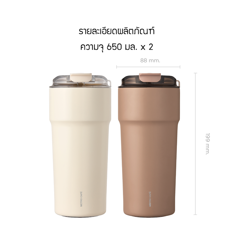LocknLock Metro Cafe' Ceramic Tumbler Set รุ่น LHC4359S2-CNT