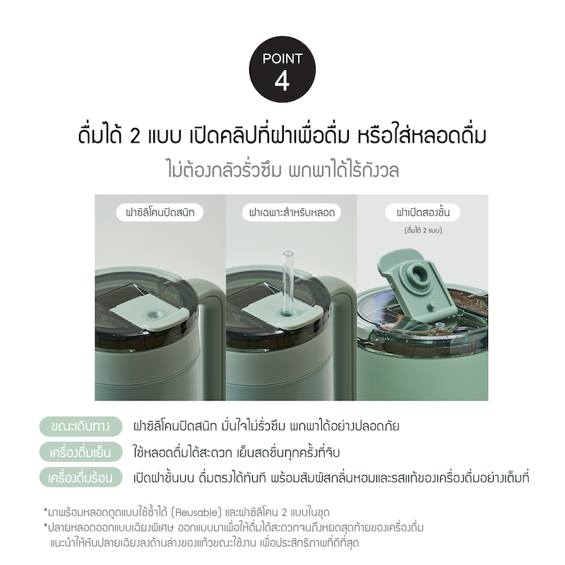 LocknLock แก้วน้ำเก็บอุณหภูมิเคลือบเซรามิก พร้อมหลอด Metro Cafe' Top Handle ความจุ 900ml. รุ่น LHC4419