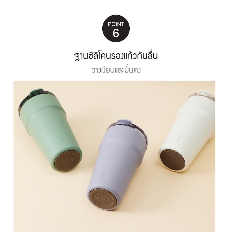 LocknLock แก้วน้ำเก็บอุณหภูมิเคลือบเซรามิก Metro Cafe' Dual Handle Ceramic Tumbler ความจุ 1.2L. รุ่น LHC4422