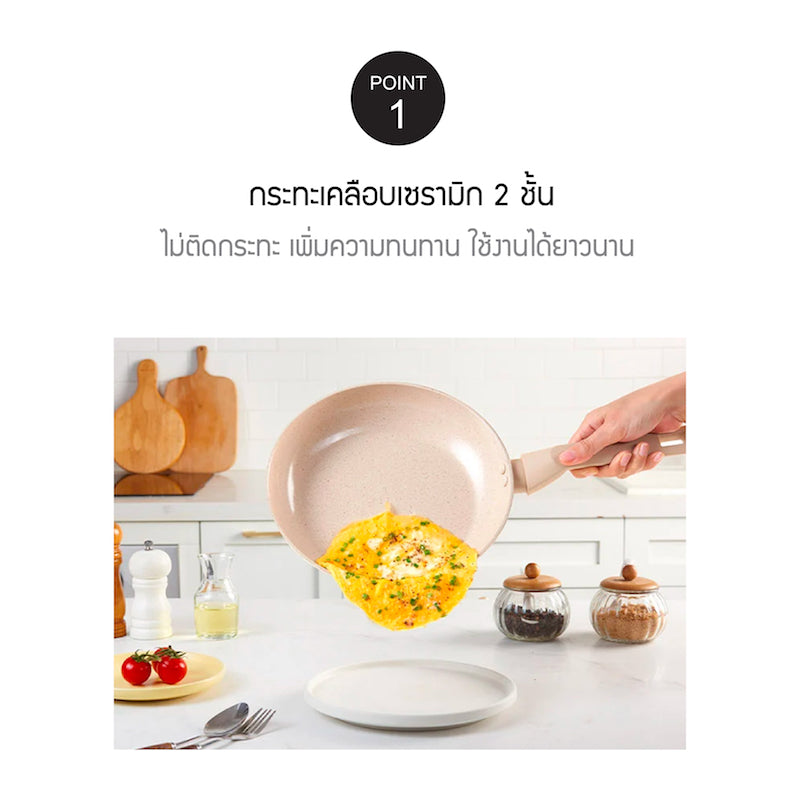 LocknLock กระทะเคลือบเซรามิกลายหินอ่อน รุ่น Marble Ceramic IH Cookware