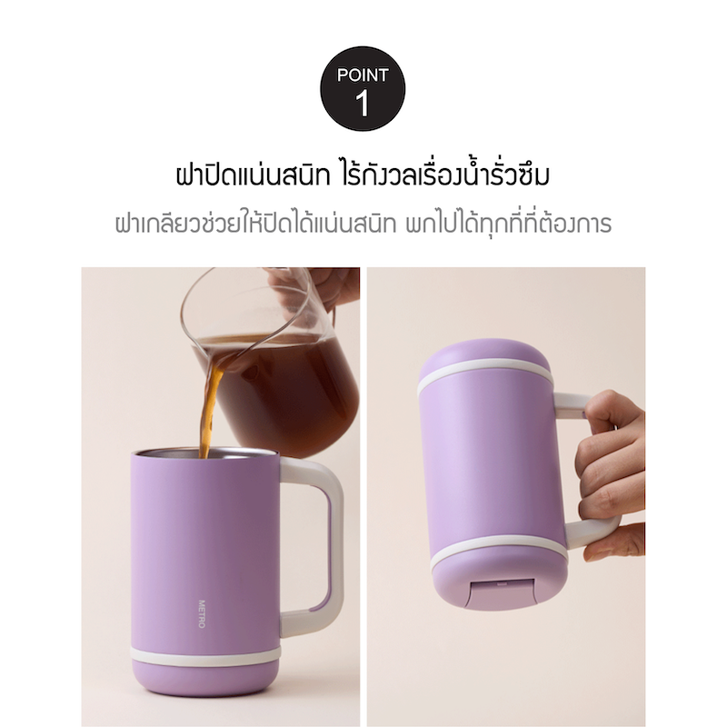 LocknLock แก้วน้ำเก็บอุณหภูมิ Metro Perfect Seal King Tumbler ความจุ 820 ml. รุ่น LHC4410WHT