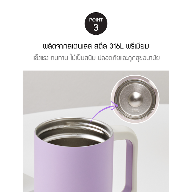 LocknLock แก้วน้ำเก็บอุณหภูมิ Metro Perfect Seal King Tumbler ความจุ 820 ml. รุ่น LHC4410WHT