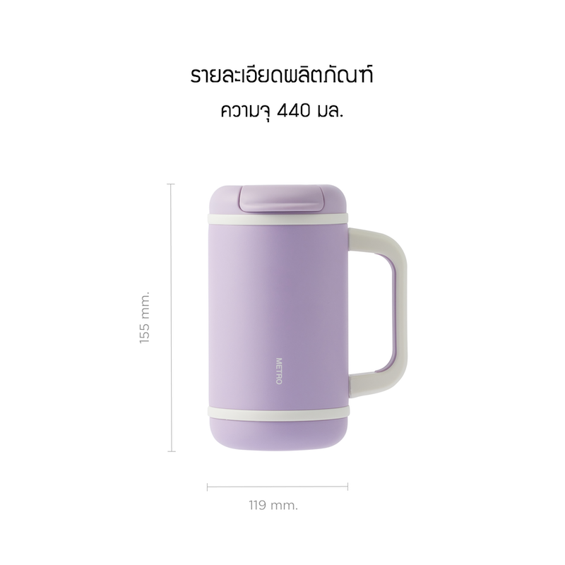 LocknLock แก้วน้ำเก็บอุณหภูมิ Metro Perfect Seal Mug Tumbler 440 ml. รุ่น LHC4405VOL