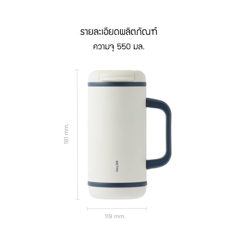 LocknLock แก้วน้ำเก็บอุณหภูมิ Metro Perfect Seal Mug Tumbler 550 ml. รุ่น LHC4406WHT