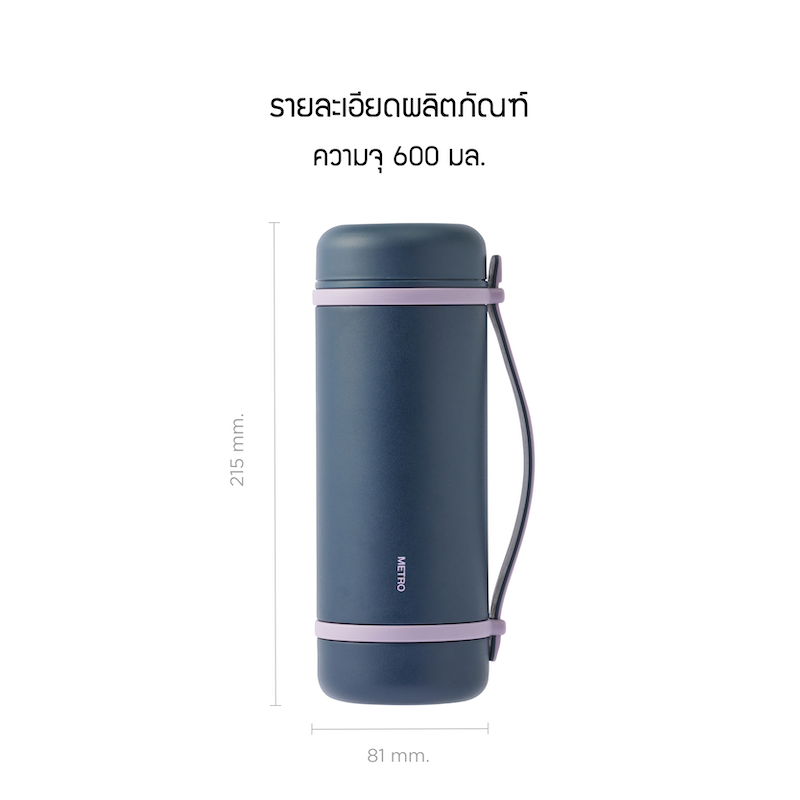 LocknLock แก้วน้ำเก็บอุณหภูมิ Metro Perfect Seal Tote Tumbler 600 ml. รุ่น LHC3402NVY
