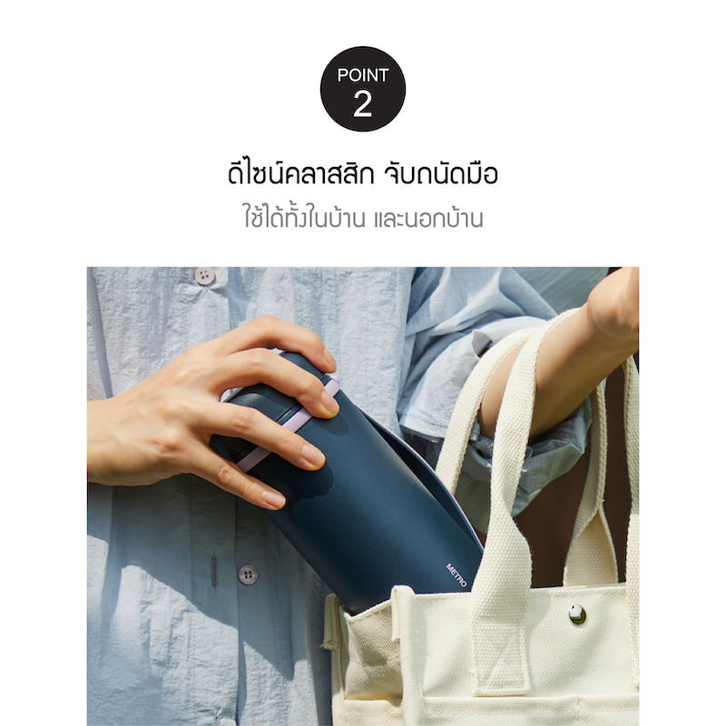 LocknLock แก้วน้ำเก็บอุณหภูมิ Metro Perfect Seal Tote Tumbler 600 ml. รุ่น LHC3402NVY