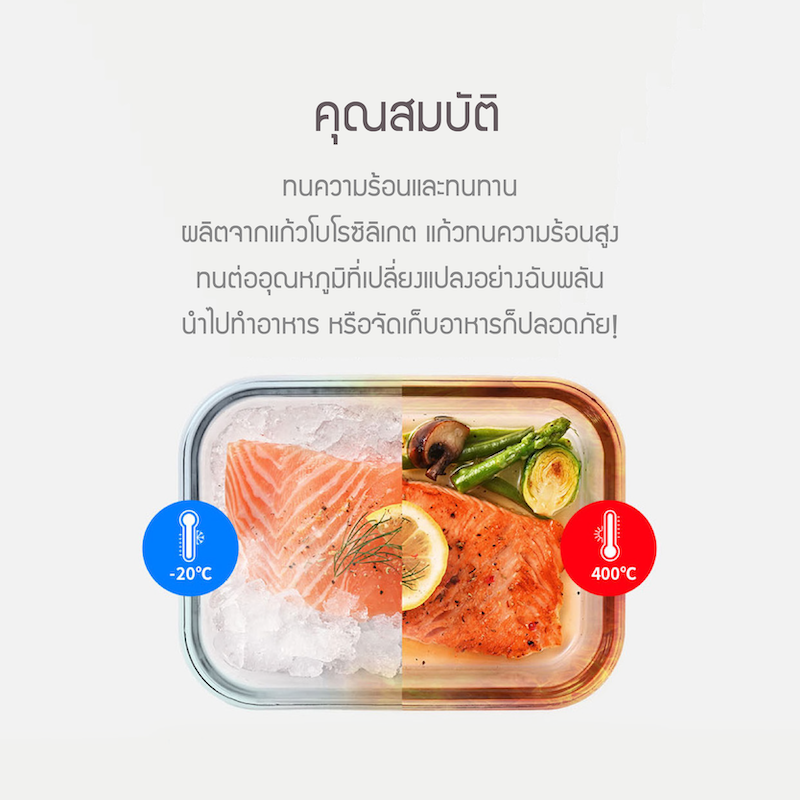 LocknLock กล่องแก้วถนอมอาหารทรงสี่เหลี่ยมผืนผ้า THE CUBE 630 ML - LTG428