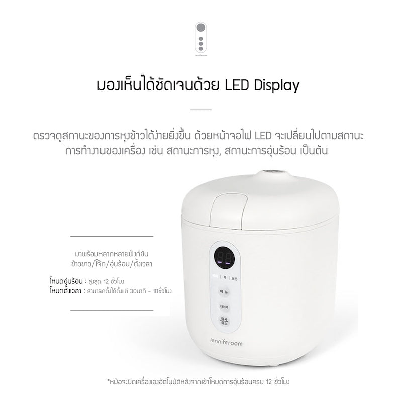 Jenniferoom หม้อหุงข้าวไฟฟ้า Macaron Rice Cooker ความจุ 0.8 L. รุ่น JRTH-R0810