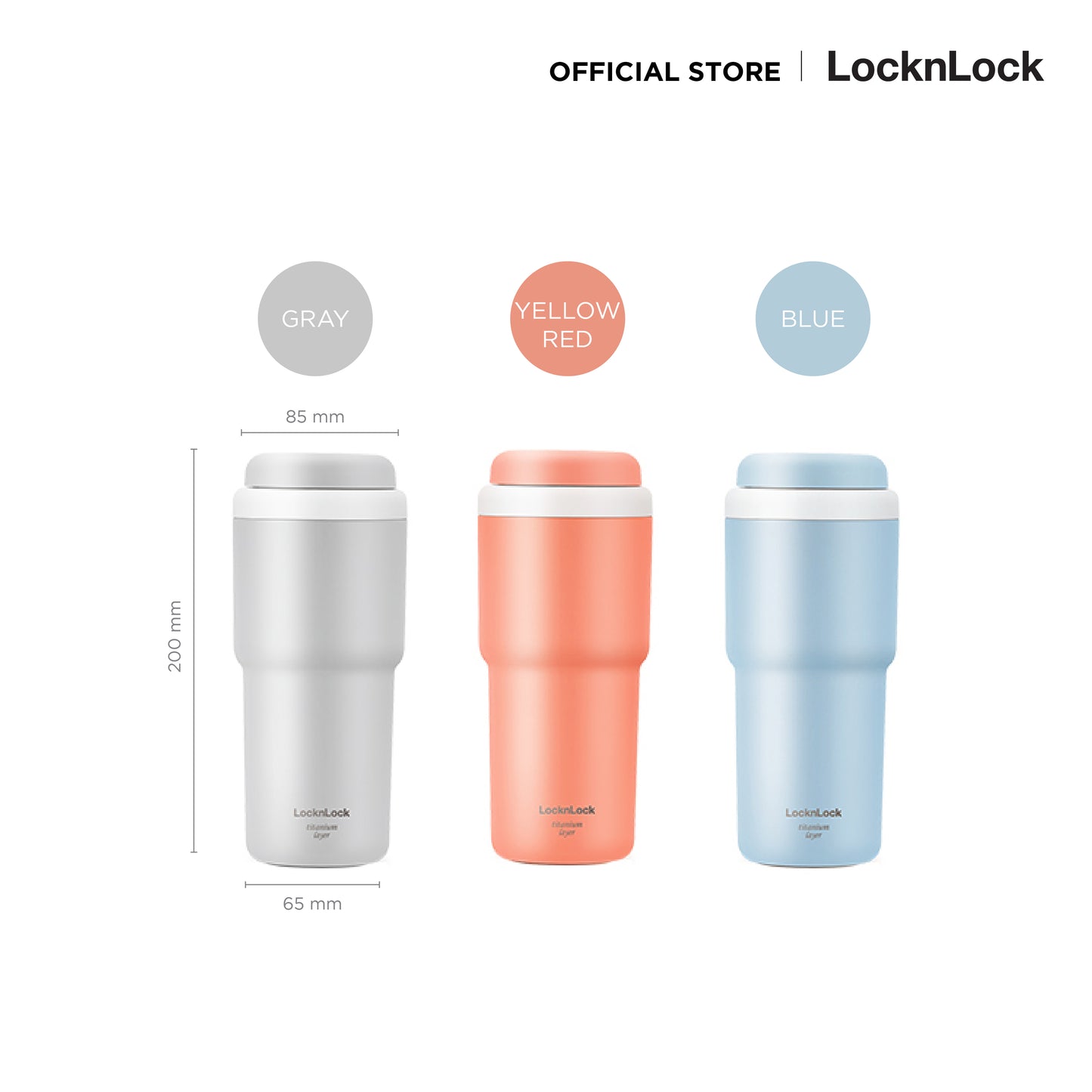LocknLock แก้วน้ำเก็บอุณหภูมิ The First One Touch Tumbler (Titanium layer) 480 ml. - LHC3291