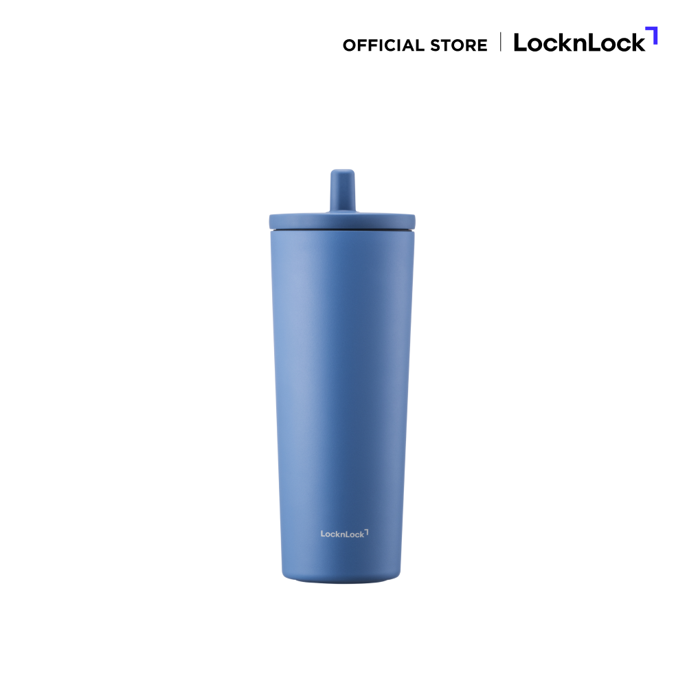 LocknLock แก้วเก็บอุณหภูมิเคลือบเซรามิก Pop Up Straw ความจุ 740ml. รุ่น LHC4156