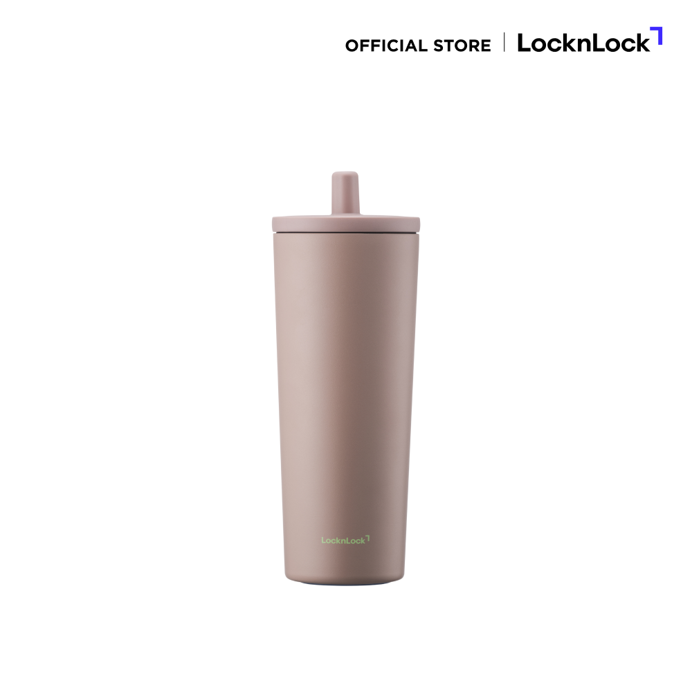 LocknLock แก้วเก็บอุณหภูมิเคลือบเซรามิก Pop Up Straw ความจุ 740ml. รุ่น LHC4156