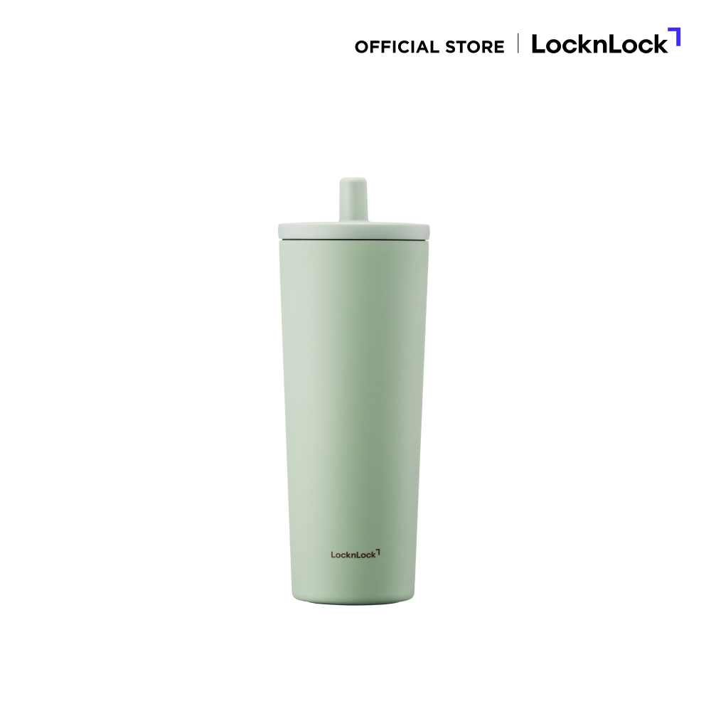 LocknLock แก้วเก็บอุณหภูมิเคลือบเซรามิก Pop Up Straw ความจุ 740ml. รุ่น LHC4156