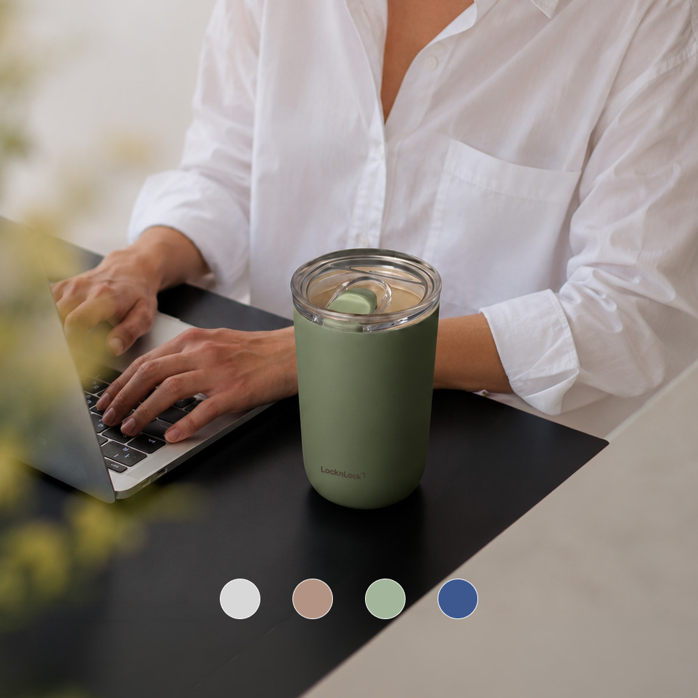 LocknLock แก้วเก็บอุณหภูมิเคลือบเซรามิก Smooth Slider Ceramic Tumbler ความจุ 380ml. รุ่น LHC4170