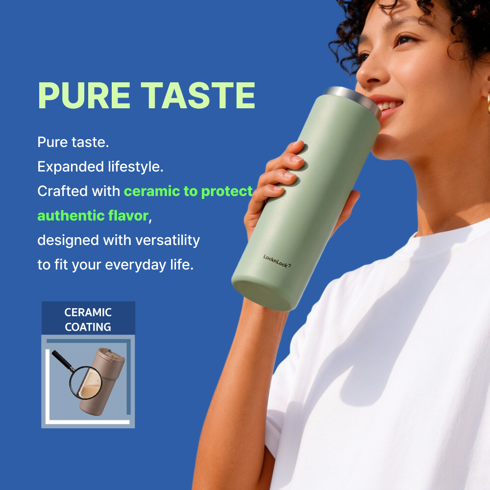 LocknLock แก้วเก็บอุณหภูมิเคลือบเซรามิก Smooth Slider Ceramic Tumbler ความจุ 380ml. รุ่น LHC4170