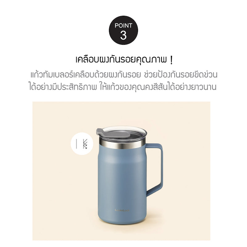 แก้วน้ำเก็บอุณหภูมิ LocknLock Metro Mug 600 ml. รุ่น LHC4282 coating