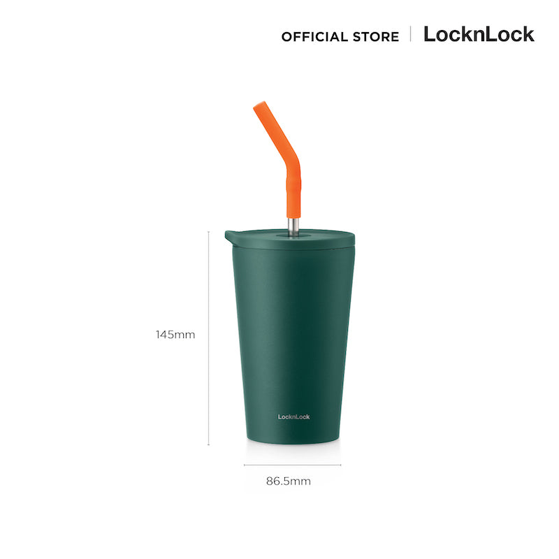 LocknLock Straw Vacuum Coldcup 400 ml. - LHC4301DGRN