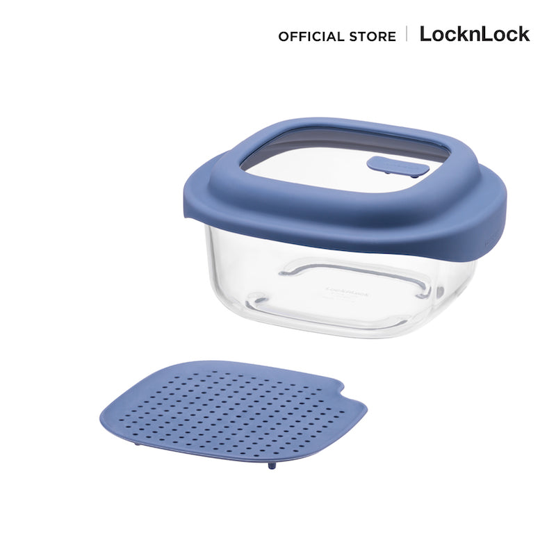 LocknLock กล่องแก้วถนอมอาหาร สไตล์น่ารัก SIMPLE COOK 1,500 ml. - LNG482NVY