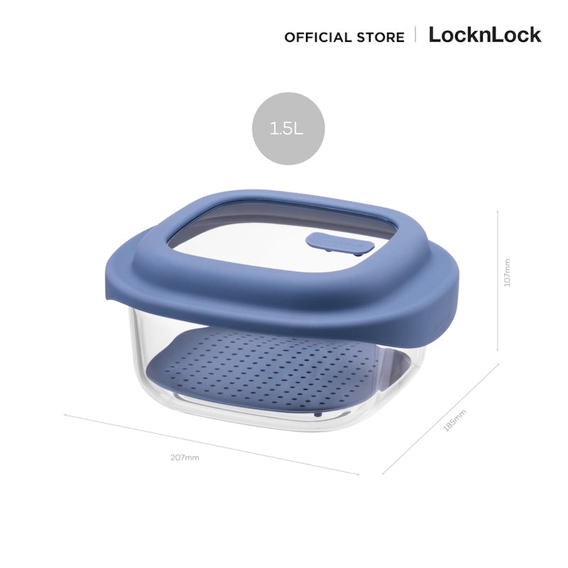 LocknLock กล่องแก้วถนอมอาหาร สไตล์น่ารัก SIMPLE COOK 1,500 ml. - LNG482NVY