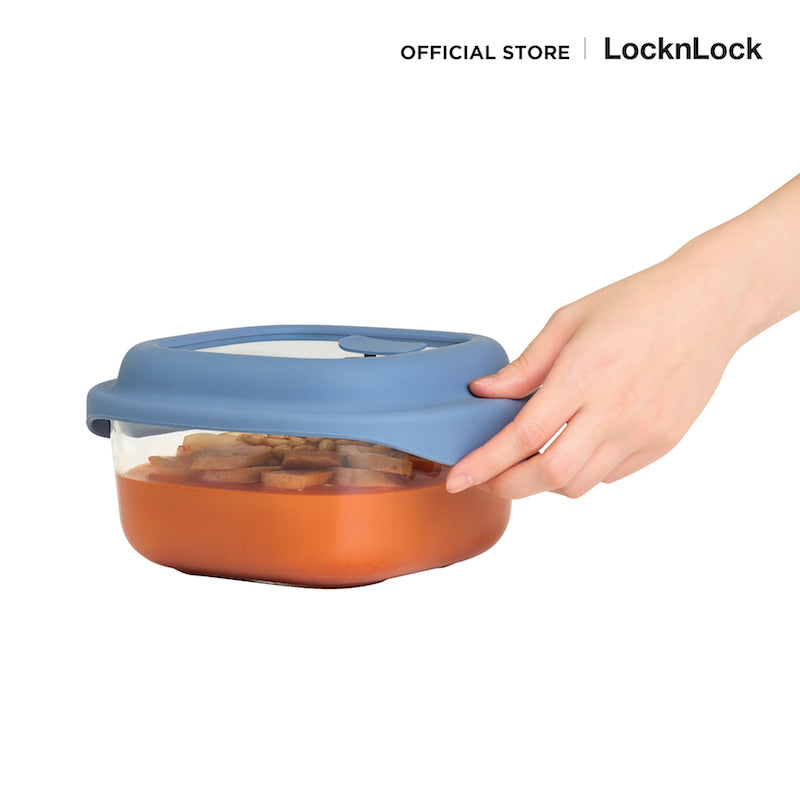 LocknLock กล่องแก้วถนอมอาหาร สไตล์น่ารัก SIMPLE COOK 1,500 ml. - LNG482NVY