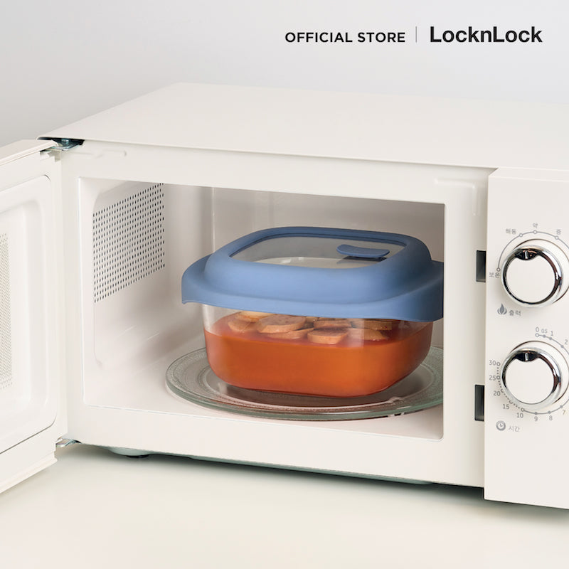 LocknLock กล่องแก้วถนอมอาหาร สไตล์น่ารัก SIMPLE COOK 1,500 ml. - LNG482NVY
