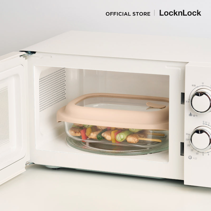 LocknLock กล่องแก้วถนอมอาหาร สไตล์น่ารัก SIMPLE COOK 1,600 ml. - LNG483BRW