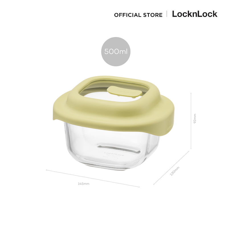 LocknLock กล่องแก้วถนอมอาหาร สไตล์น่ารัก SIMPLE COOK 500 ml. - LNG481YEL