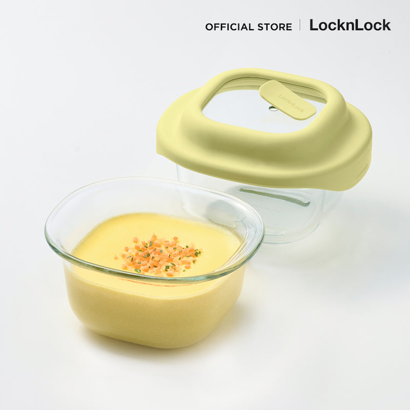 LocknLock กล่องแก้วถนอมอาหาร สไตล์น่ารัก SIMPLE COOK 500 ml. - LNG481YEL