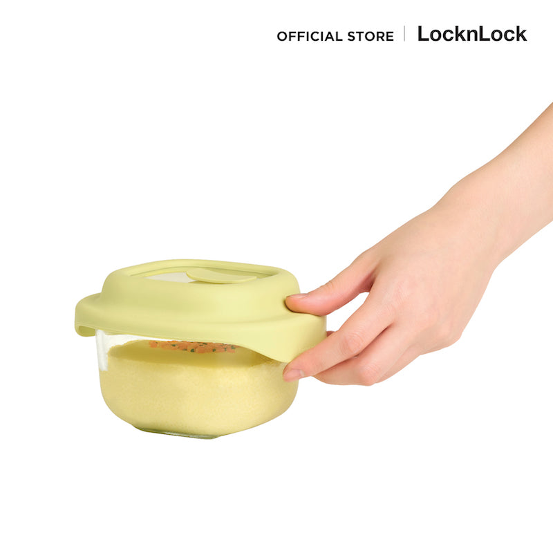 LocknLock กล่องแก้วถนอมอาหาร สไตล์น่ารัก SIMPLE COOK 500 ml. - LNG481YEL