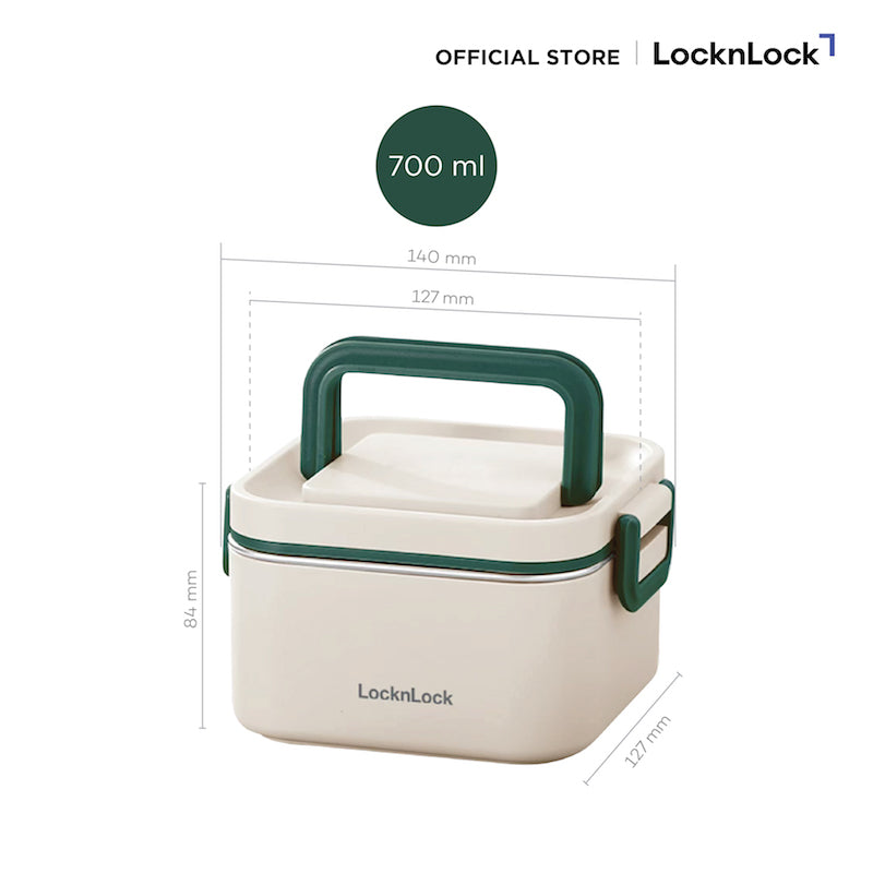 LocknLock กล่องใส่อาหารกลางวัน Square Lunch Box ความจุ 700ml. รุ่น LST710IVY