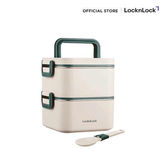 LocknLock กล่องใส่อาหารกลางวัน 2 Layers Square Lunch Box ความจุ 700ml.x2 รุ่น LST711IVY