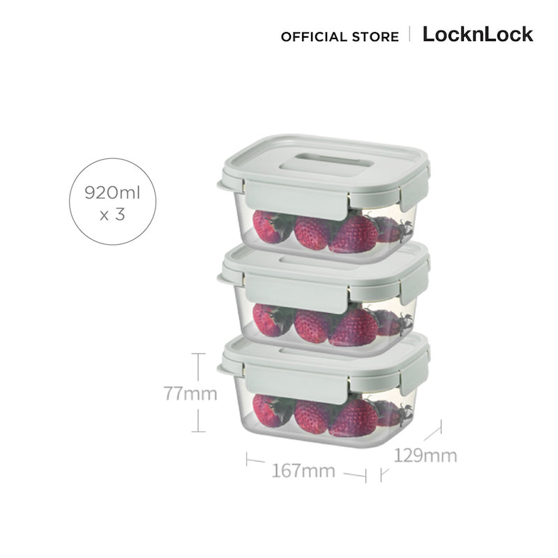 LocknLock เซตกล่องถนอมอาหาร Chak Chak Container 920 ml. 3 ชิ้น - LTN330S3