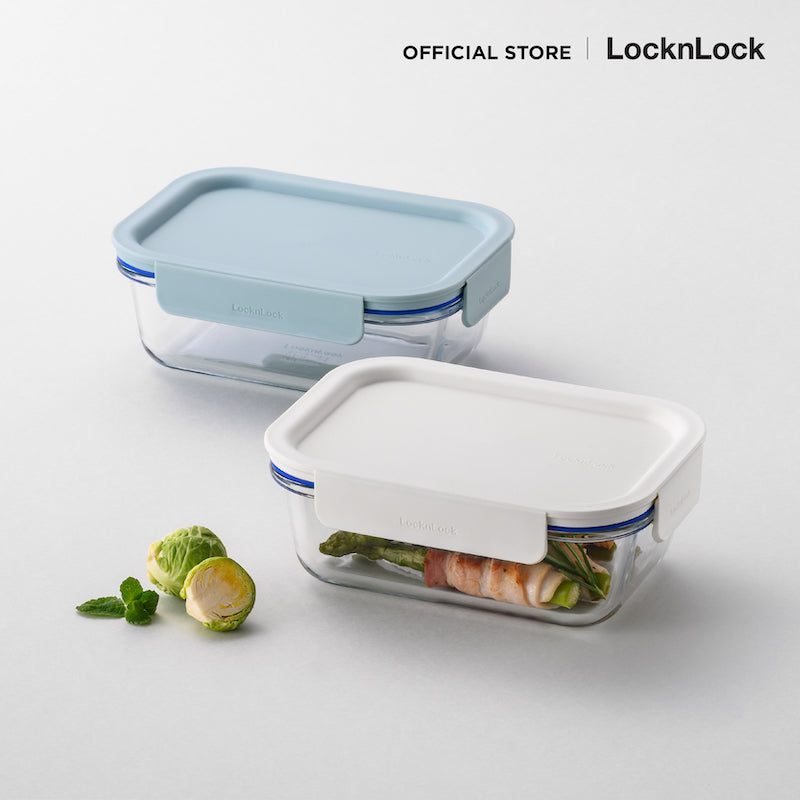 LocknLock กล่องแก้วถนอมอาหาร The Clear Rectangle Container ความจุ 630 ml. - LNG428MIT