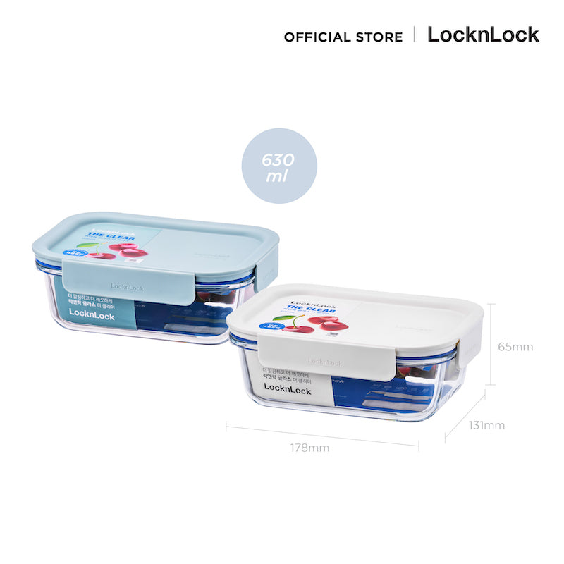 LocknLock กล่องแก้วถนอมอาหาร The Clear Rectangle Container ความจุ 630 ml. - LNG428MIT