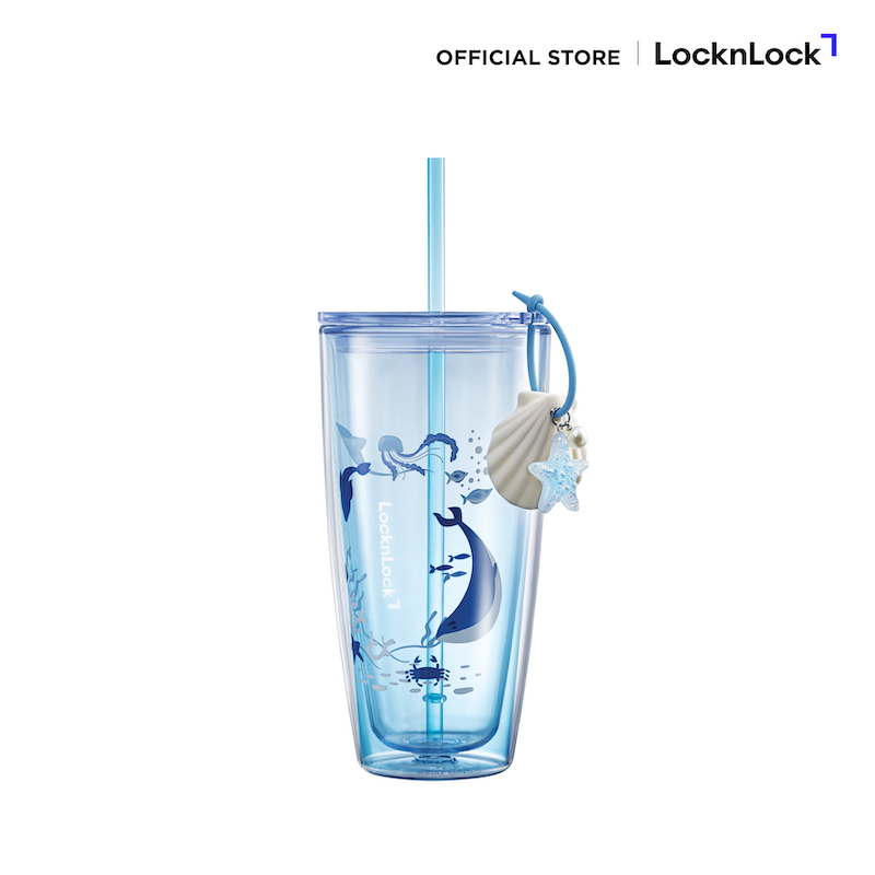 LocknLock แก้วน้ำพลาสติก 2 ชั้น Double wall cold cup 720 ml. - HAP534BLU