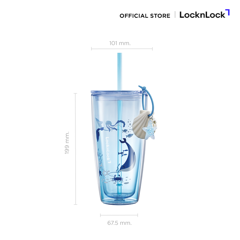 LocknLock แก้วน้ำพลาสติก 2 ชั้น Double wall cold cup 720 ml. - HAP534BLU