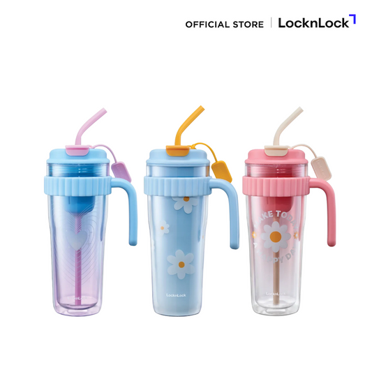 LocknLock แก้วน้ำพลาสติก 2 ชั้น  SPRING COLD CUP 890 ML - HAP538