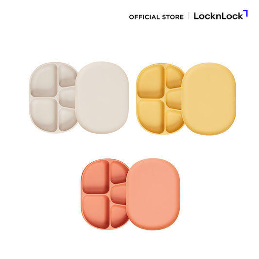 LockLock ถาดซิลิโคนพร้อมฝาสำหรับเด็ก Little LUV Silicone Suction Plate SET - LBB411