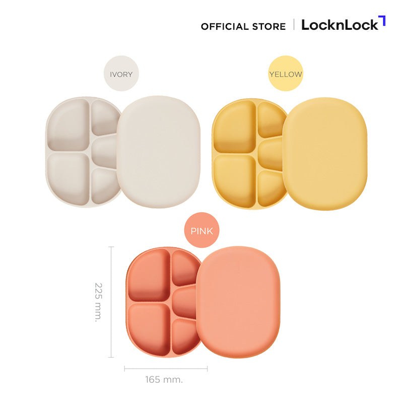 LockLock ถาดซิลิโคนพร้อมฝาสำหรับเด็ก Little LUV Silicone Suction Plate SET - LBB411