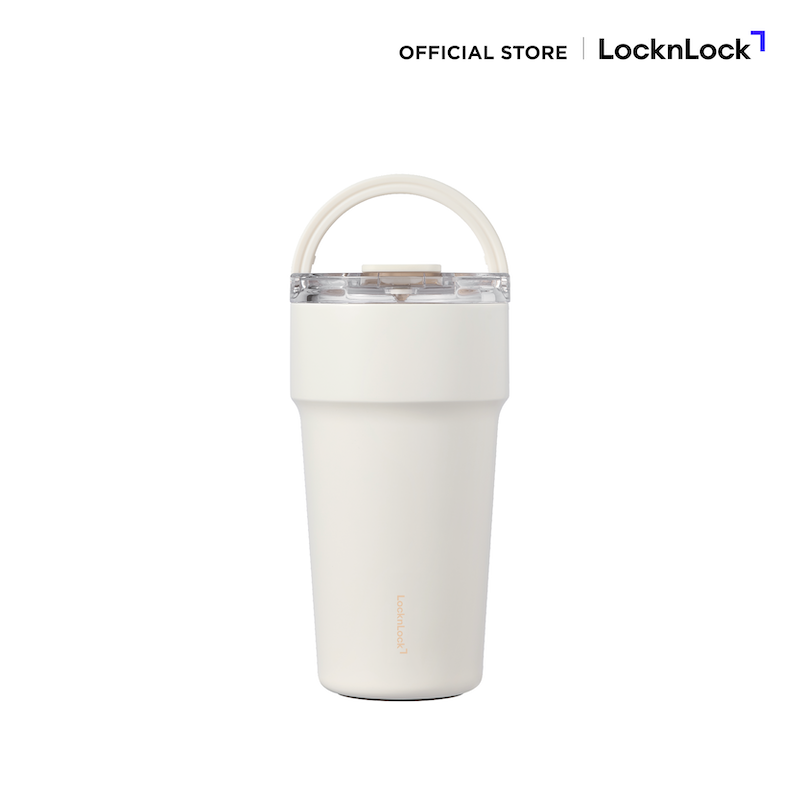LocknLock แก้วน้ำเก็บอุณหภูมิเคลือบเซรามิก พร้อมหลอด Metro Cafe' Top Handle ความจุ 710ml. รุ่น LHC4416