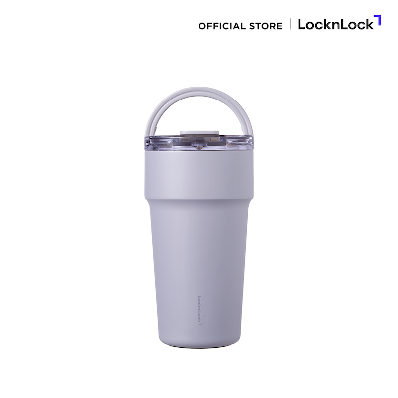 LocknLock แก้วน้ำเก็บอุณหภูมิเคลือบเซรามิก พร้อมหลอด Metro Cafe' Top Handle ความจุ 710ml. รุ่น LHC4416