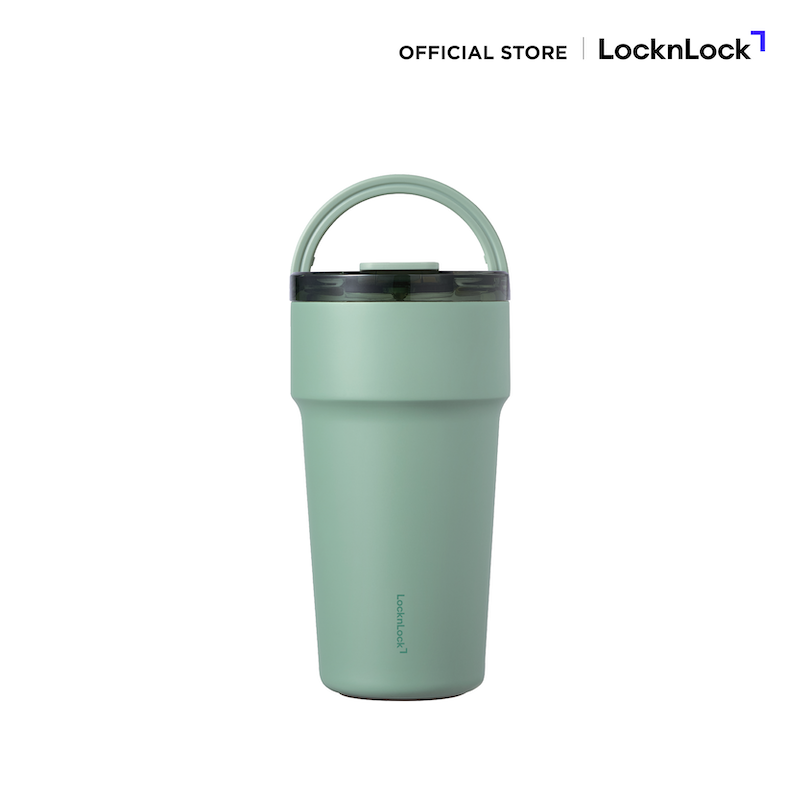 LocknLock แก้วน้ำเก็บอุณหภูมิเคลือบเซรามิก พร้อมหลอด Metro Cafe' Top Handle ความจุ 710ml. รุ่น LHC4416