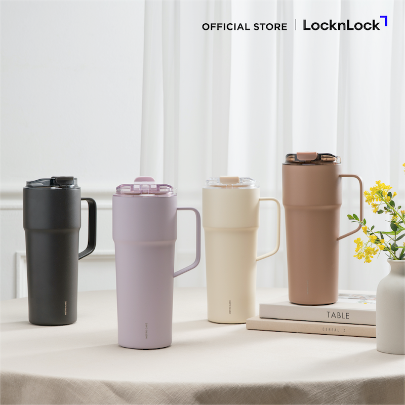 LocknLock แก้วเก็บอุณหภูมิเคลือบเซรามิก Metro Cafe' Handle Tumbler ความจุ 750 ml. รุ่น LHC4418