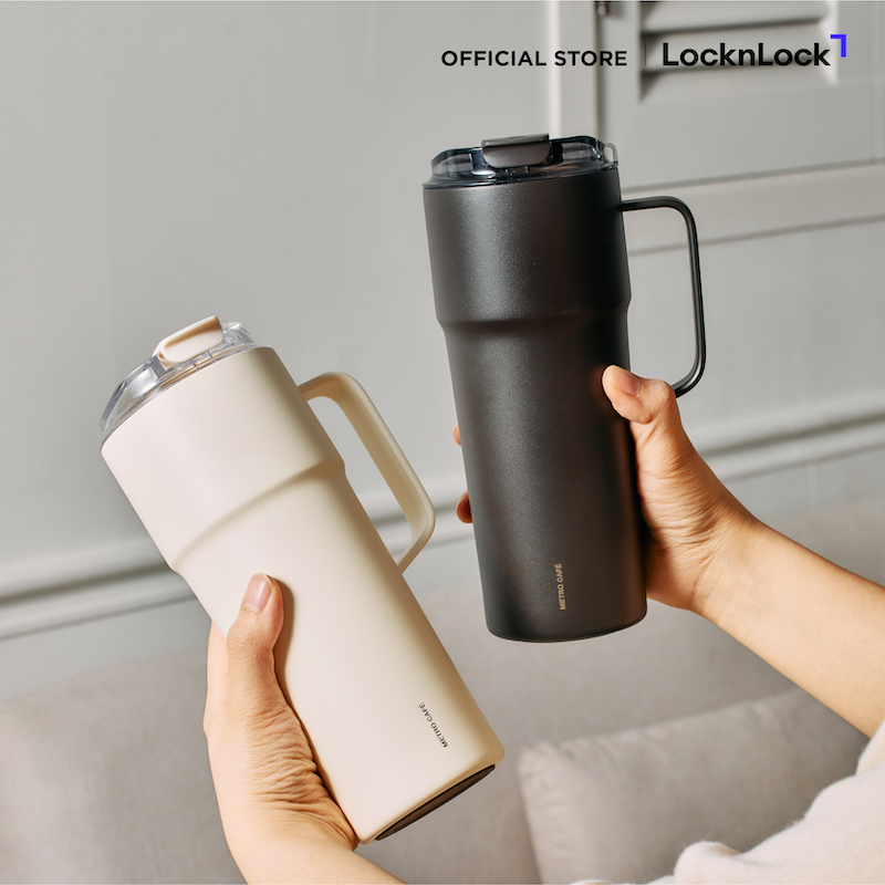 LocknLock แก้วเก็บอุณหภูมิเคลือบเซรามิก Metro Cafe' Handle Tumbler ความจุ 750 ml. รุ่น LHC4418