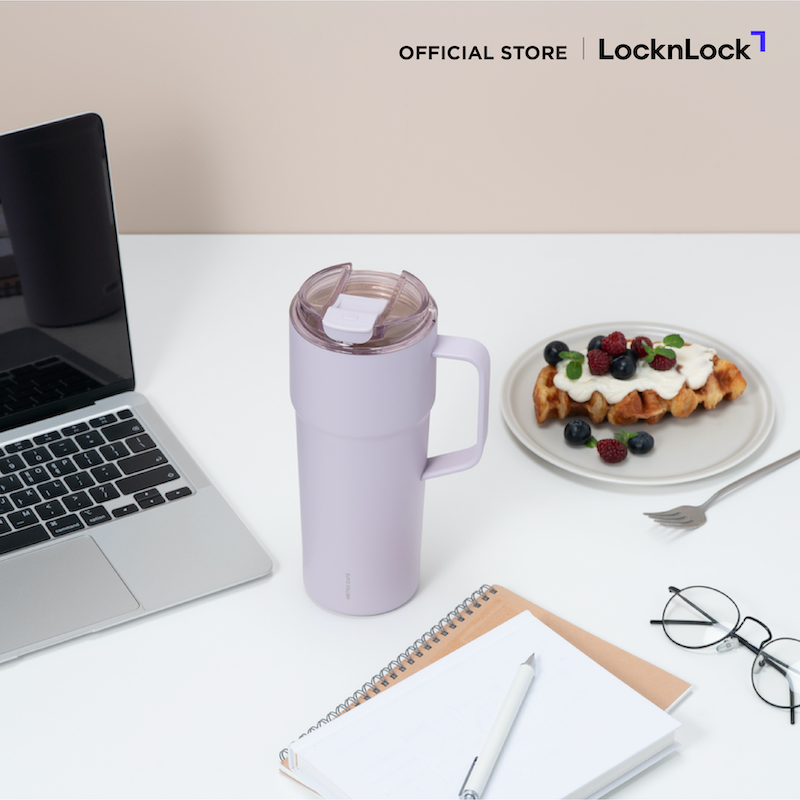 LocknLock แก้วเก็บอุณหภูมิเคลือบเซรามิก Metro Cafe' Handle Tumbler ความจุ 750 ml. รุ่น LHC4418
