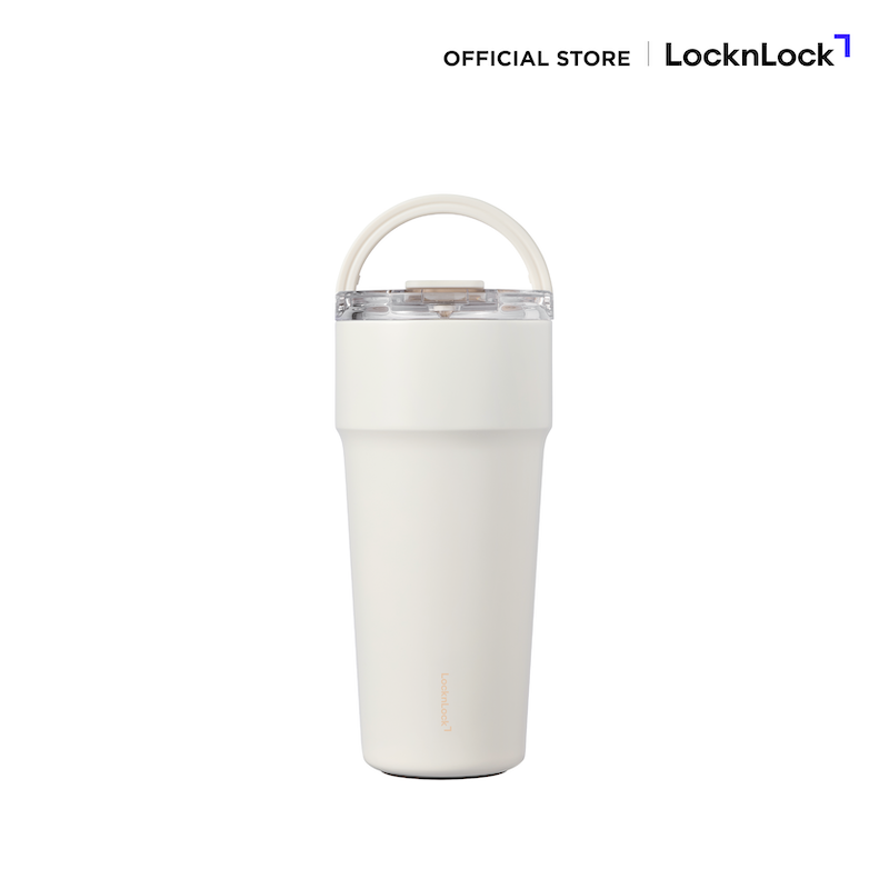 LocknLock แก้วน้ำเก็บอุณหภูมิเคลือบเซรามิก พร้อมหลอด Metro Cafe' Top Handle ความจุ 900ml. รุ่น LHC4419